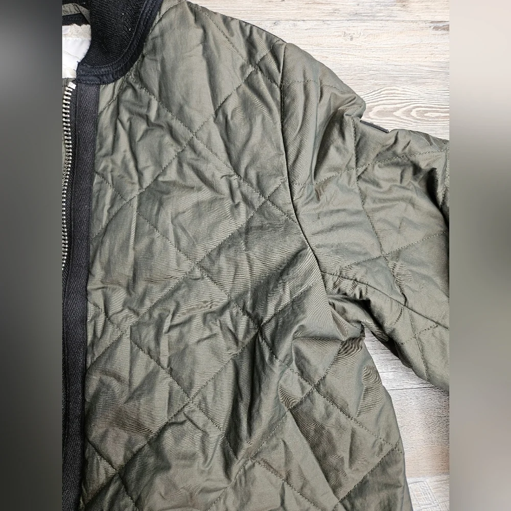 Burberry Children Quilted Bomber Jacket Oliver Green Full Zipper - Picture 4 of 16